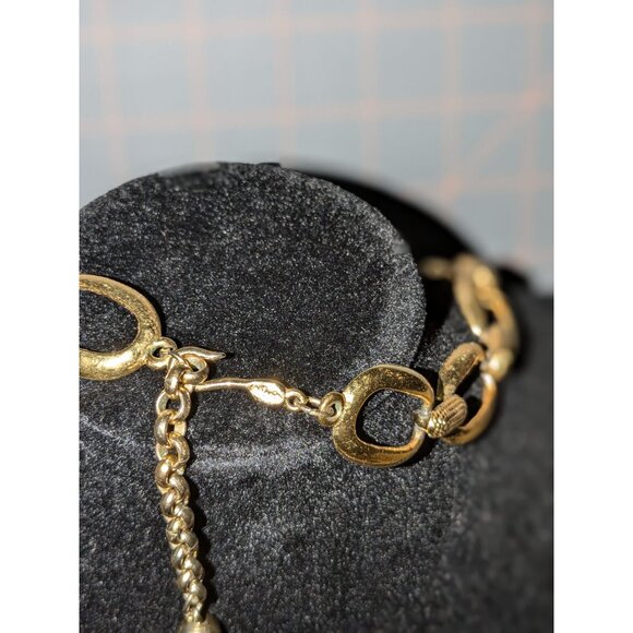 Napier Gold Tone Chunky Necklace & Earring Set With Adjustable Length & Post Ear - Picture 4 of 10